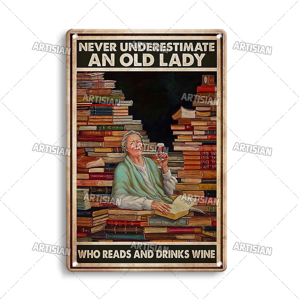 Artisian Reading Vintage Metal Sign Read Book Tin Plaque Girl Loves Books Classic Decorative Poster Wall Decor Garage Bar Pub