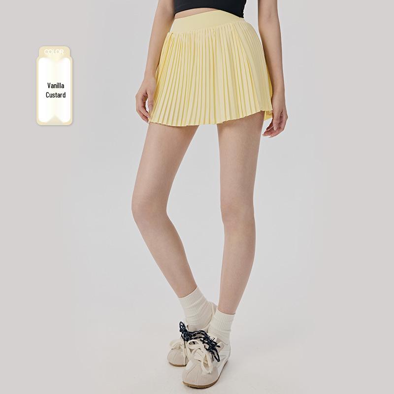 Damen Hochtaillierter Fake-Zweiteiler Plissierter Tennisrock mit Taschen