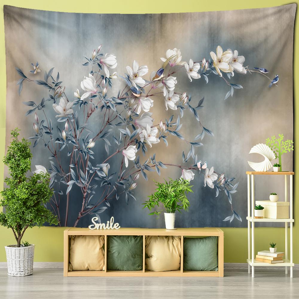 Forest Hut Tapestry Wall Hanging Oil Painting Background Cloth Printing Psychedelic Witchcraft Bohemian Decor