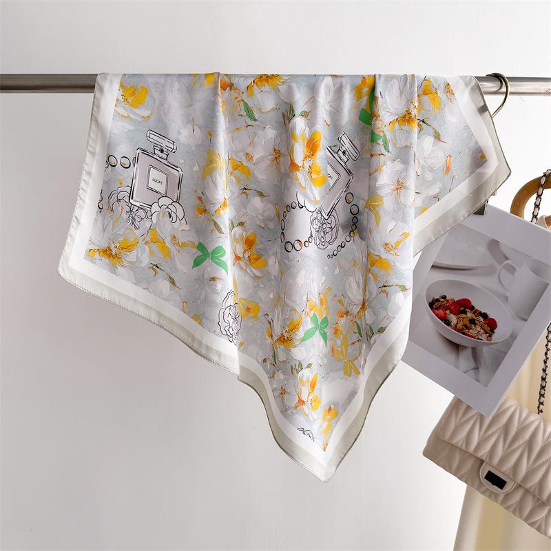 Luxury Print Small Square Scarf Simulated Silk Thin Neck Scarf Fashion Sunscreen Headscarf Women 70x70cm Neckerchief Headband
