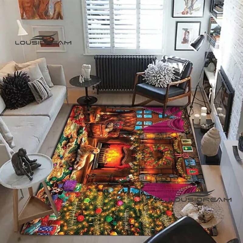 Weihnachts-Weihnachtsmann-Teppiche und Vorleger, Winter-Schnee-Teppich, Bodenmatte, Wohnzimmer, Schlafzimmer, großer Bereich, weicher Teppich, Kinderzimmer-Teppich