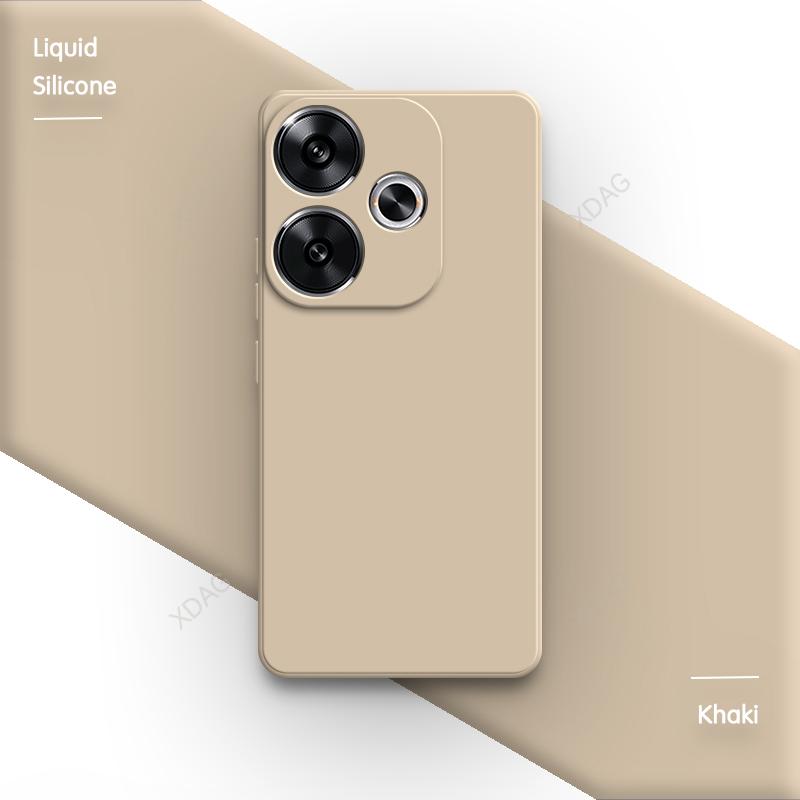 Classic Phone Case for Xiaomi Poco F6 Pro 5G Simple Shell Skin Friendly Square Liquid Silicone  Lens Protection Back Covers