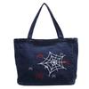 Vintage Gothic Anime Spider Web Printed Denim Bag Casual Commuter Large Capacity Shoulder Oblique Span Bag