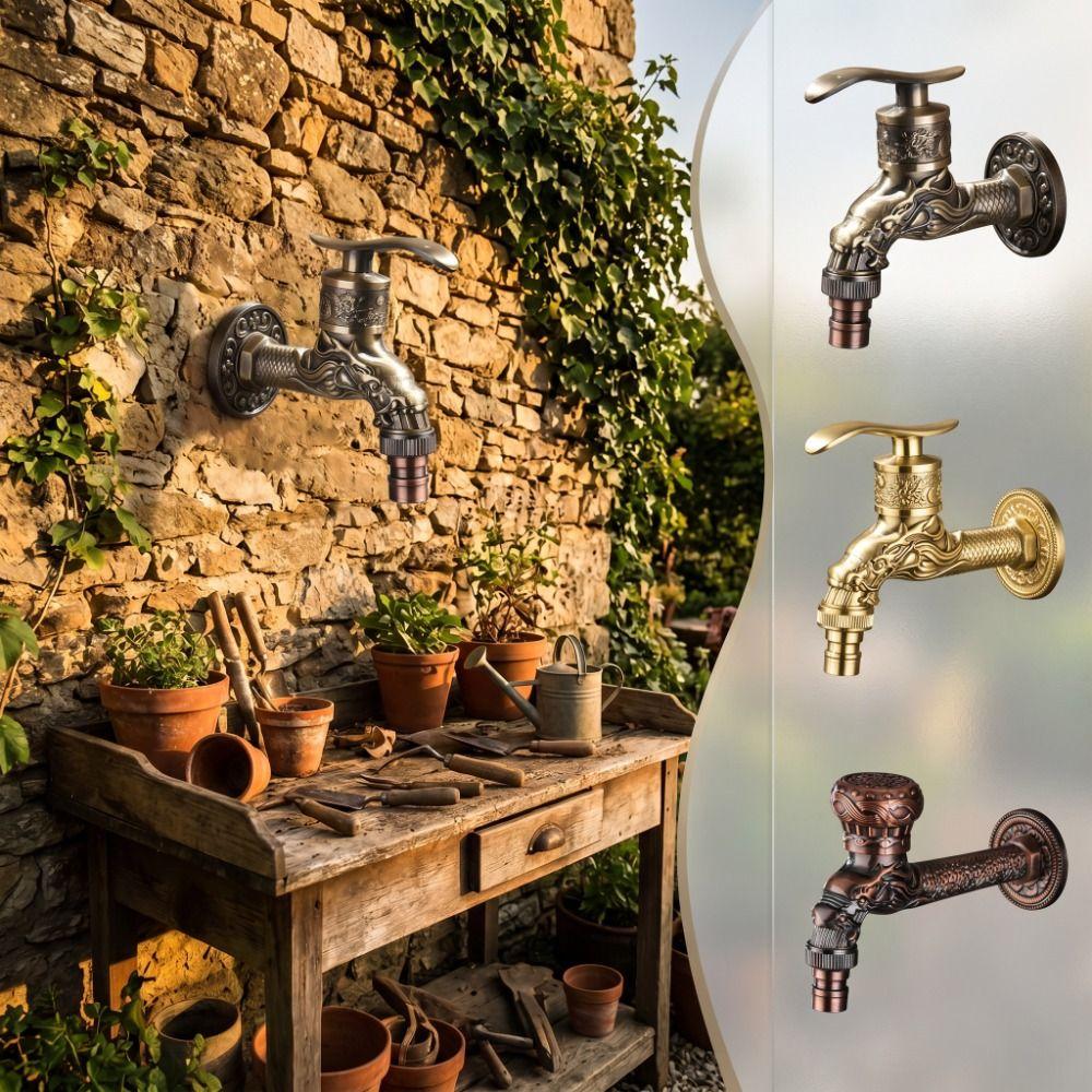 Bronze Finish Antique Tap Bronze Ceramic Valve Core Wall Mounted Bibcock Mop Pool Use