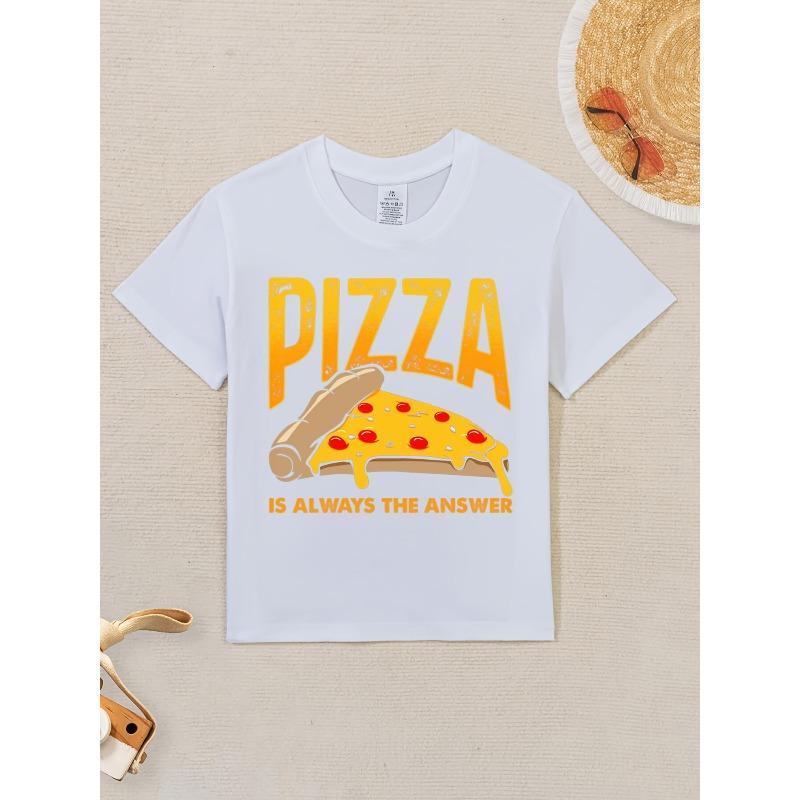 European sizes Funny Pizza Lover Saying T-Shirt for - "PIZZA IS THE ANSWER" Graphic Tee with Pizza Slice Design, Short Sleeve Round Neck Casual Top