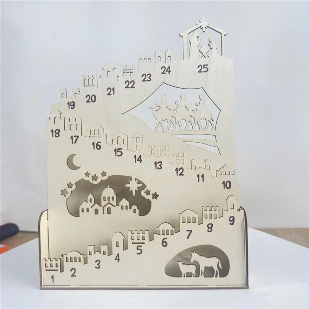 2025 Wooden Christmas Advent Calendar 25 Days Mobile Character Christmas Countdown Calendar for Winter Holiday