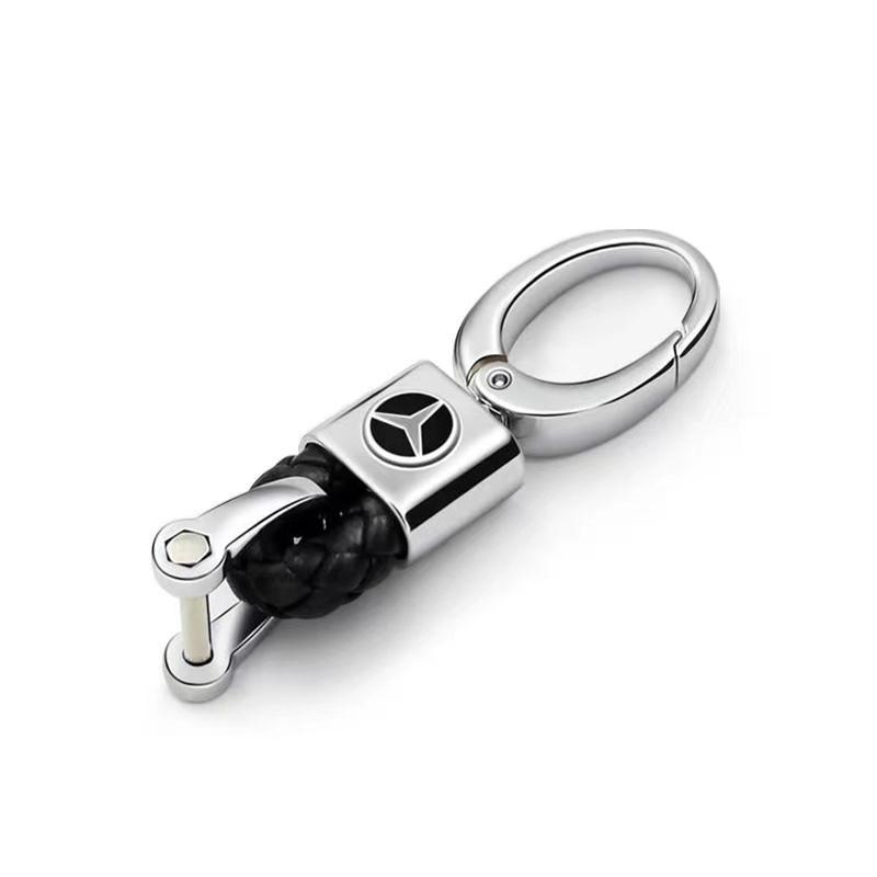 AABGT1 car inspection sticker Leather Rope for Mercedes Benz MB B/C/E Class A C200L GLC GLK CLA Hand Braided Horseshoe Buckle