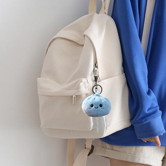 Steamed Bun Pendant Keychain with Smile Face Soft Plush Rabbit Fur Stress Reliever Portable Bag Charm for Kids Adults Skin-Friendly