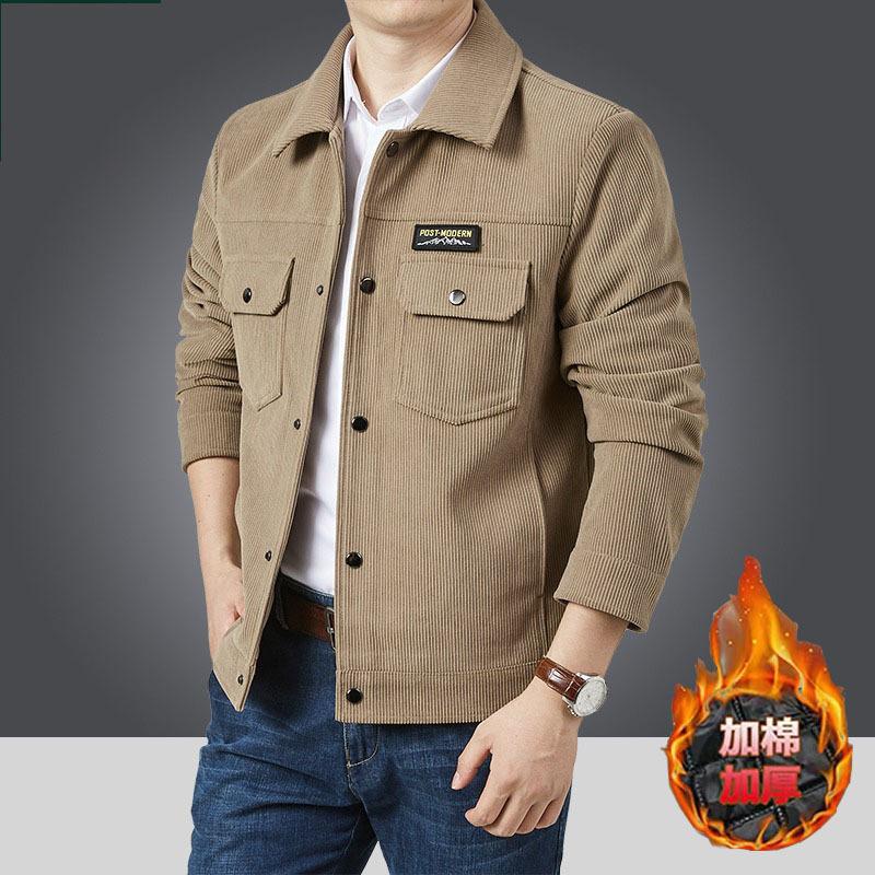 Corduroy Jacket Men's Spring and Autumn New Jacket 2025 Business Casual Youth Versatile Top Clothing Men's Trend Brand