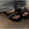 Fashion 2025 Summer Women's Studded Black Slippers Sexy Spice Punk High Heels Party Shoes