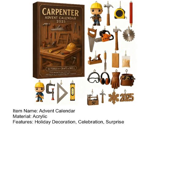 2025 Carpenter Advent Calendar 24-day Christmas Countdown Calendar with Mini Tools Figures Holiday Gift for Carpenters Craft Lovers