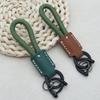 Hand-Woven Cowhide Leather Keychain Pendant with Logo Embossing - High-Quality Anti-Lost Car Lanyard