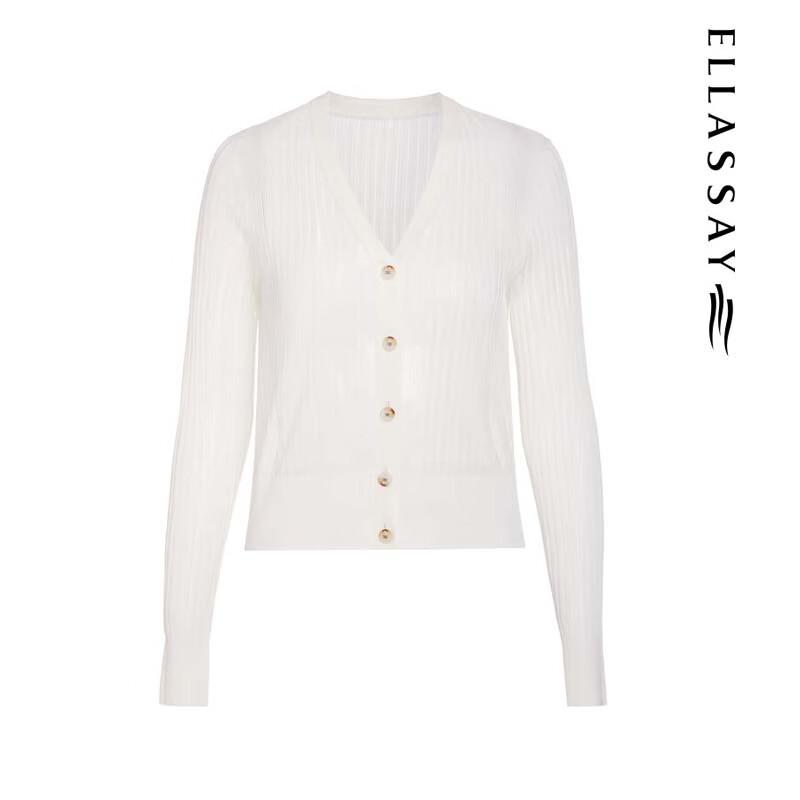 ELLASSAY Women's V-Neck Knit Cardigan
