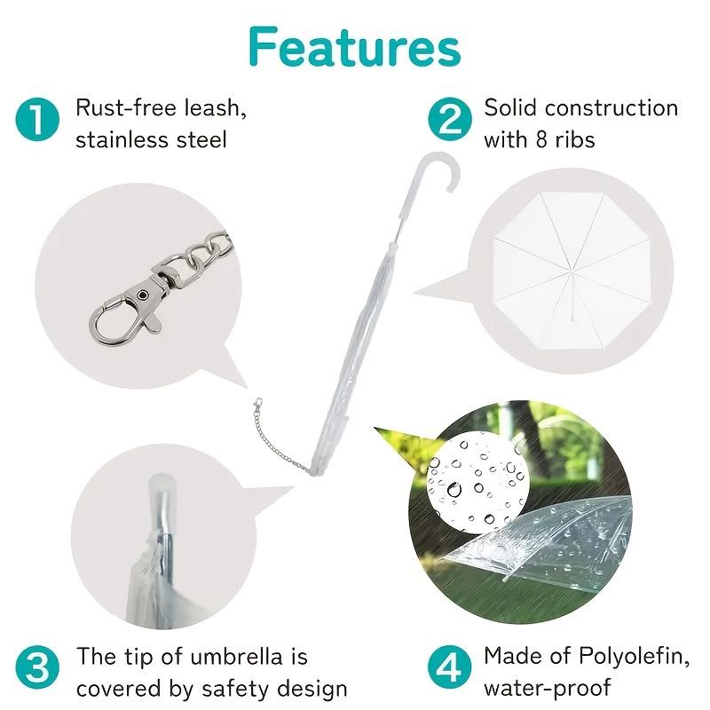 5pcs Transparent Umbrellas Leash for Small Dogs Pet Products Umbrella for Essential Accessory for Rainy Days Dog Walking