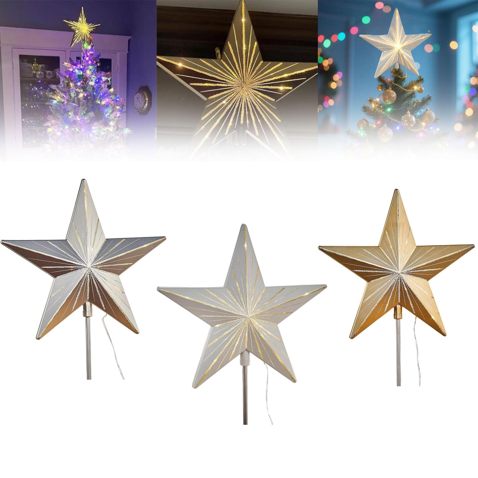

Christmas Decorations Glowing Tree Topper Glitter Star Xmas Tree Ornaments For Home Party Decor Navidad New Year 2026 Gift серебряный