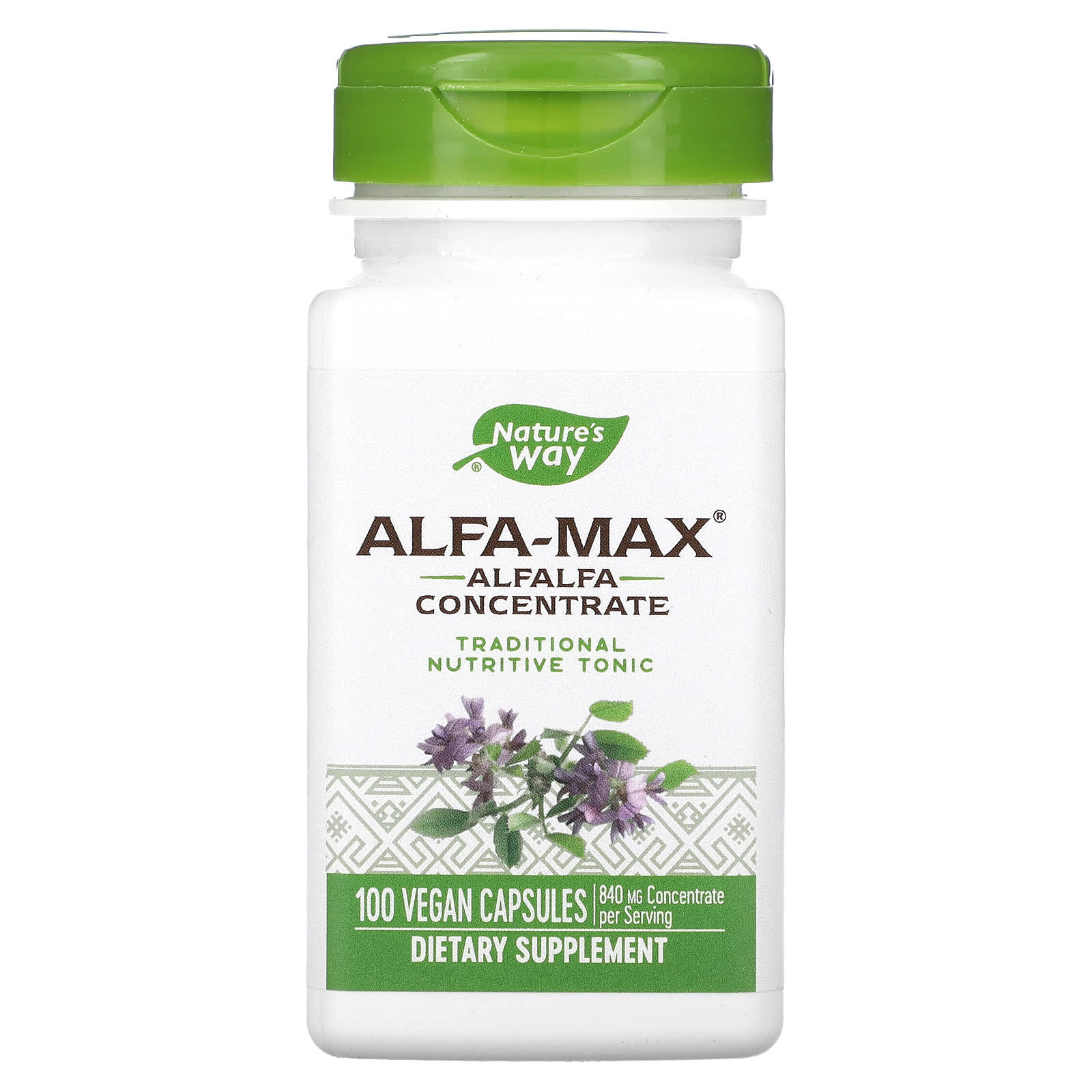 

Nature S Way, Alfa-Max, Alfalfa Concentrate, 840Mg, 100 Veggie Caps (420Mg per Capsule)