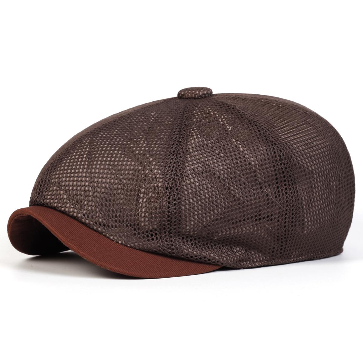 

Men Solid Color Mesh Breathable Casual Newsboy Caps British Painters Hats Spring Summer Octagonal Cap Hip Hop Berets Hat