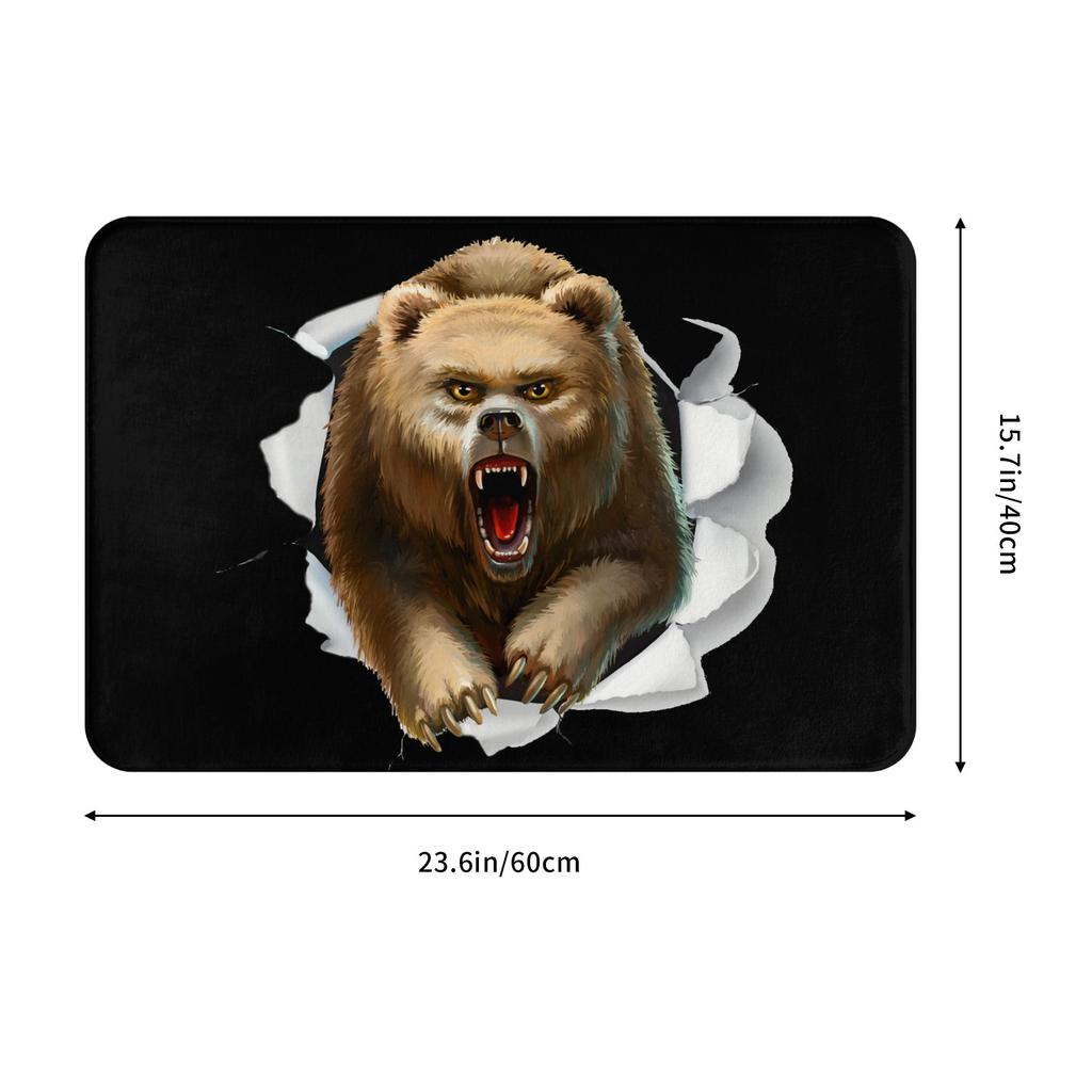 Angry Bear Doormat Anti-Slip Entrance Kitchen Bath Door Floor Mat Garden Rug Carpet Footpad