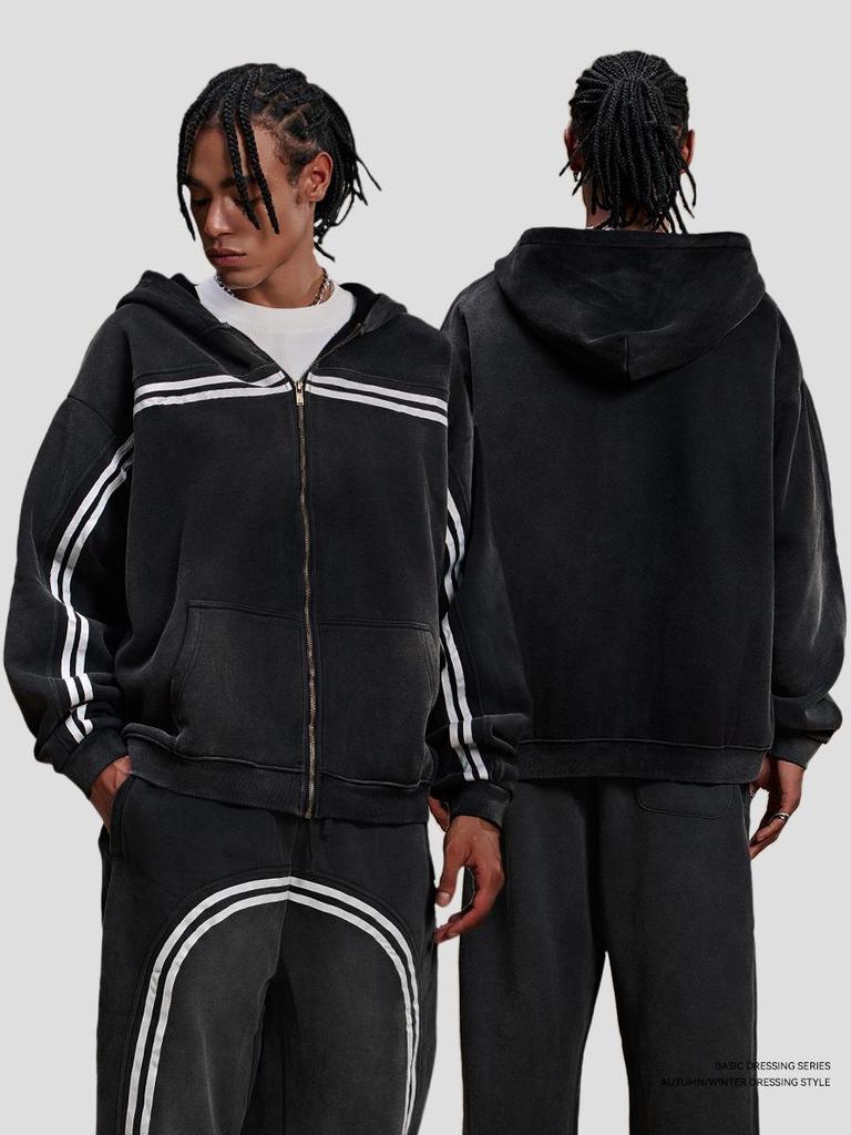 Men's Retro Heavyweight Fleece Hoodie - Autumn/Winter Casual Sports Jacket