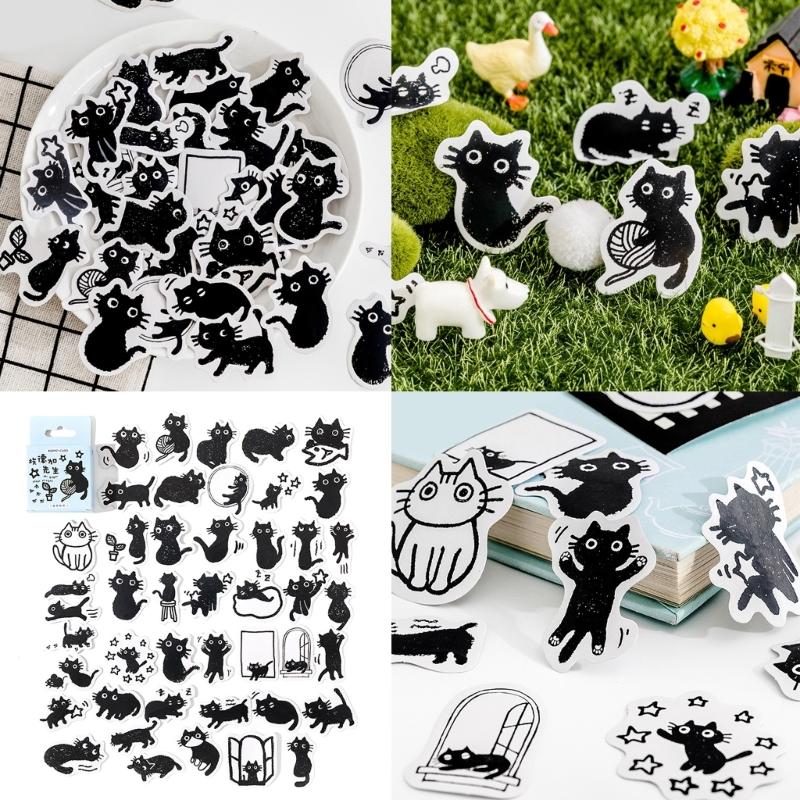 45 Pcs/Box Lovely Kitten Stickers Cats Theme Stickers Water Bottle Stickers Animals Decorative Stickers for Journaling