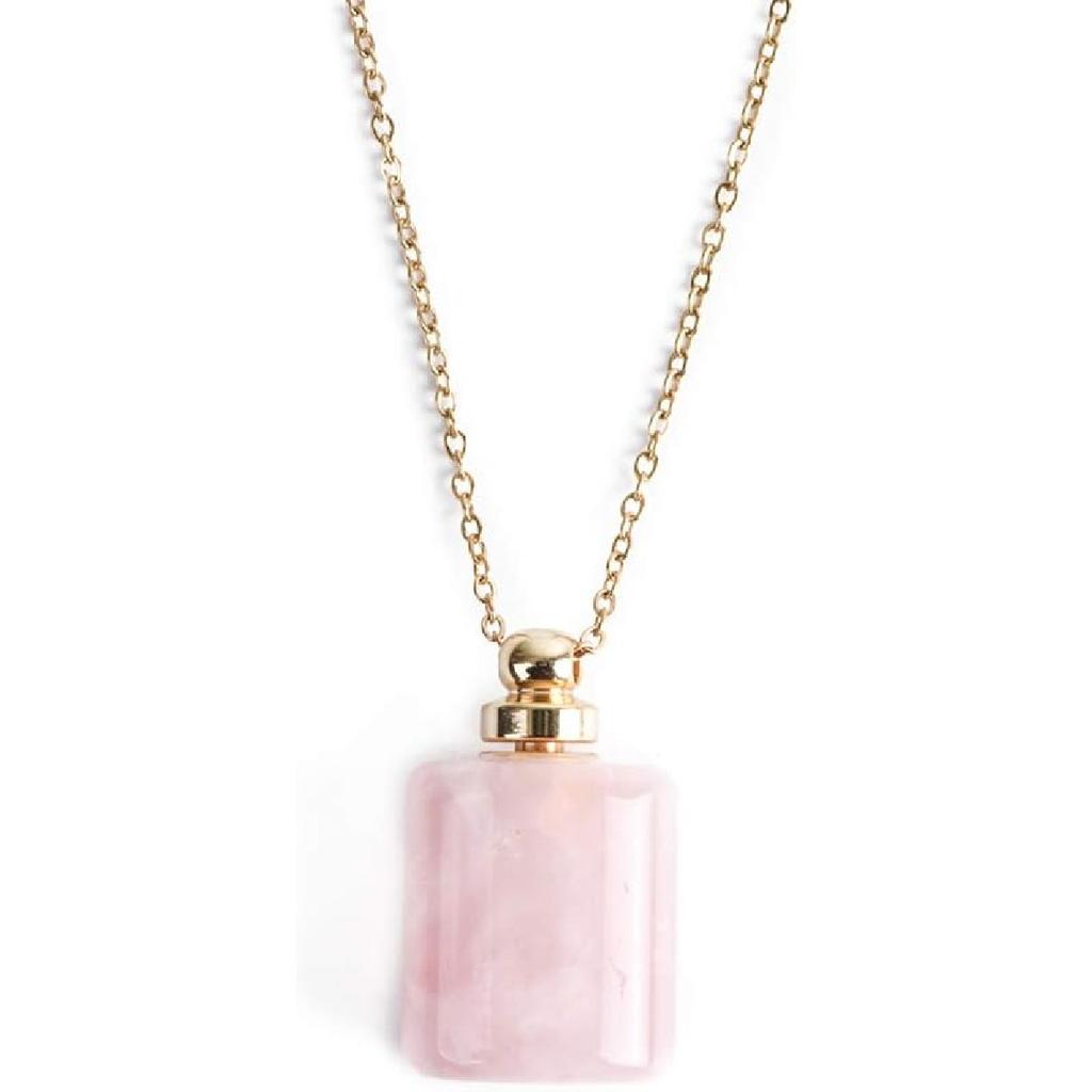 YGLINE Natural Healing Stone Essential Oil Diffuser Perfume Bottle Pendant Necklace Jewelry