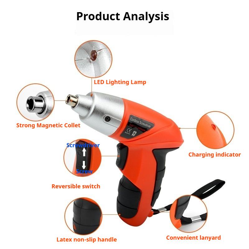 Woodworking Home Repair DIY 3.6V USB Cordless Lithium Drill Screwdriver Electric Hardware Tools Set
