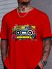 Black Unisexs Summer Tee Vintage Color Graffiti Cassette Tape Print Short Sleeve Casual Street T Shirt For Retro Music Hip Hop Fans