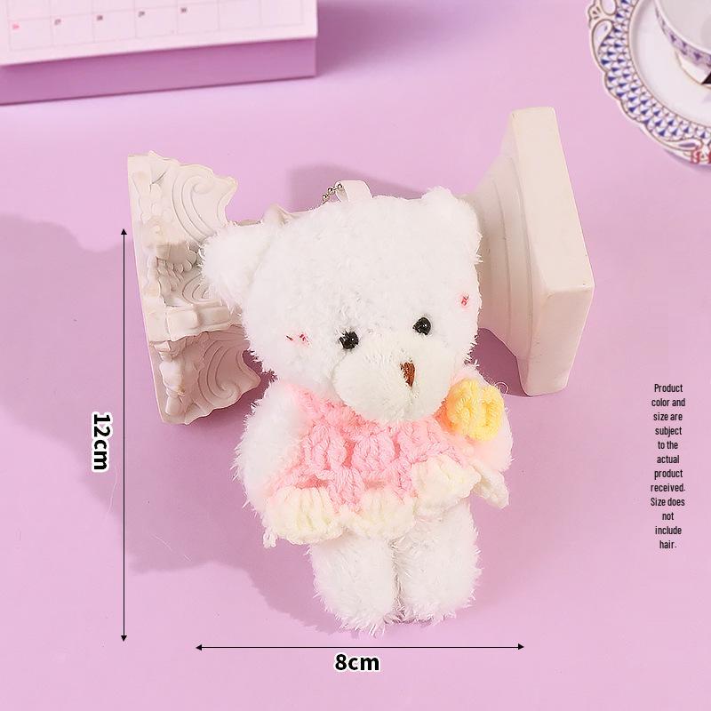Blush Bear Plush Vest Keychain - Cute Teddy Backpack Charm Gift