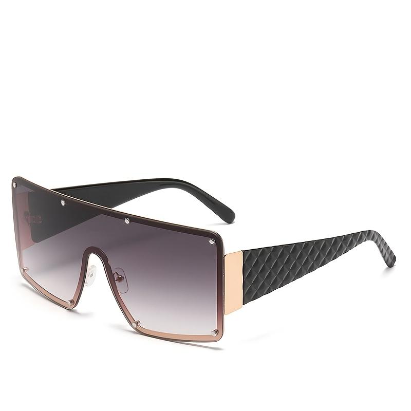 1pc Fashionable Oversized Square Glasses for Women, Metal Frame, Anti-Reflective PC Lens, Street Style Unisex Eyewear