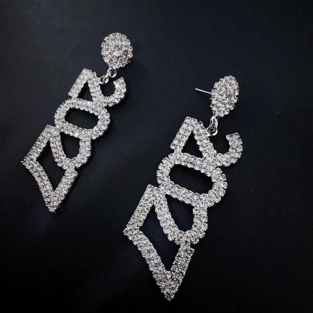 Náušnice s čísly Water Diamond se stříbrným AB pro dámský sváteční dárek