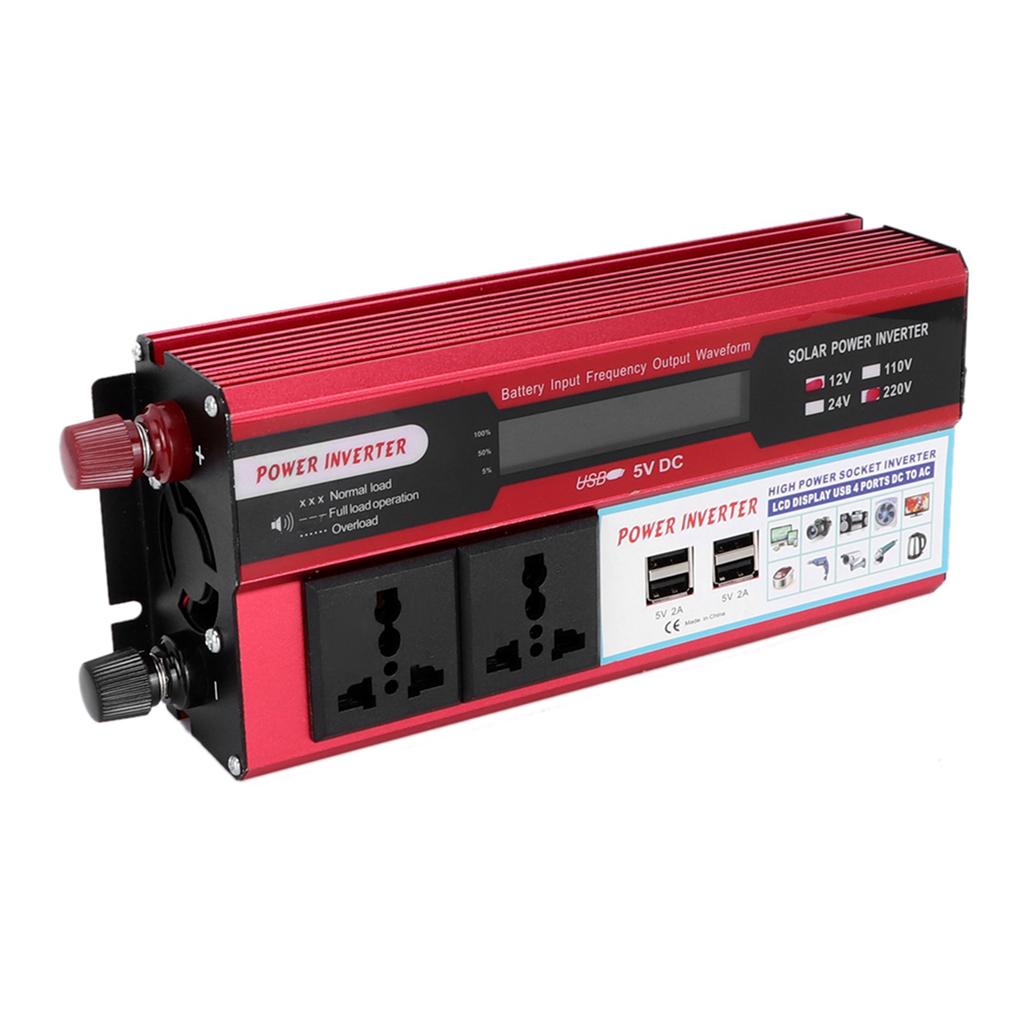 Car 750W Solar Power Converter Digital Display Phone 4 USB Charger