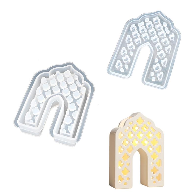 House Moon Shape Silicone Molds for Epoxy Resin Candle Holder Tealight Holder Home Decoration Gypsum Silicone Molds