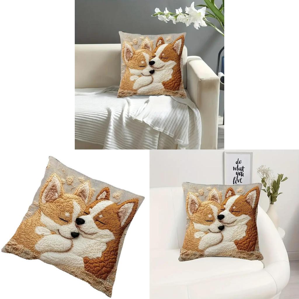 Dog Plush Pillow Cover For Sofa Bed Lounge Car Office Support Cushion