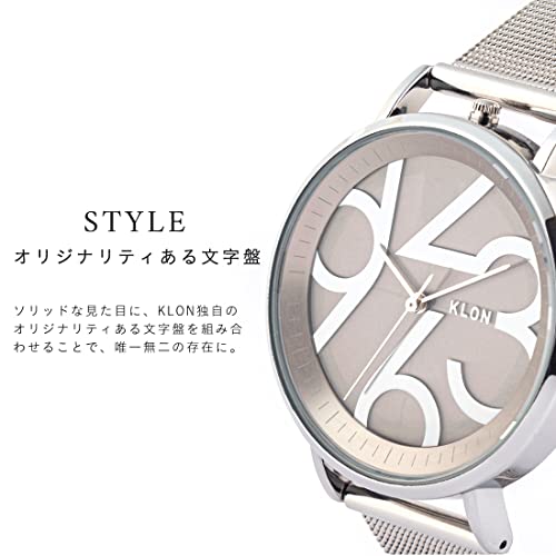 Klon SLIM SOLAR STYLE CONNECTION -SILVER MESH- 38mm Pair Watches, Solar-Powered, Matching Unisex Watches for Men and Women, No Battery Replacement Req