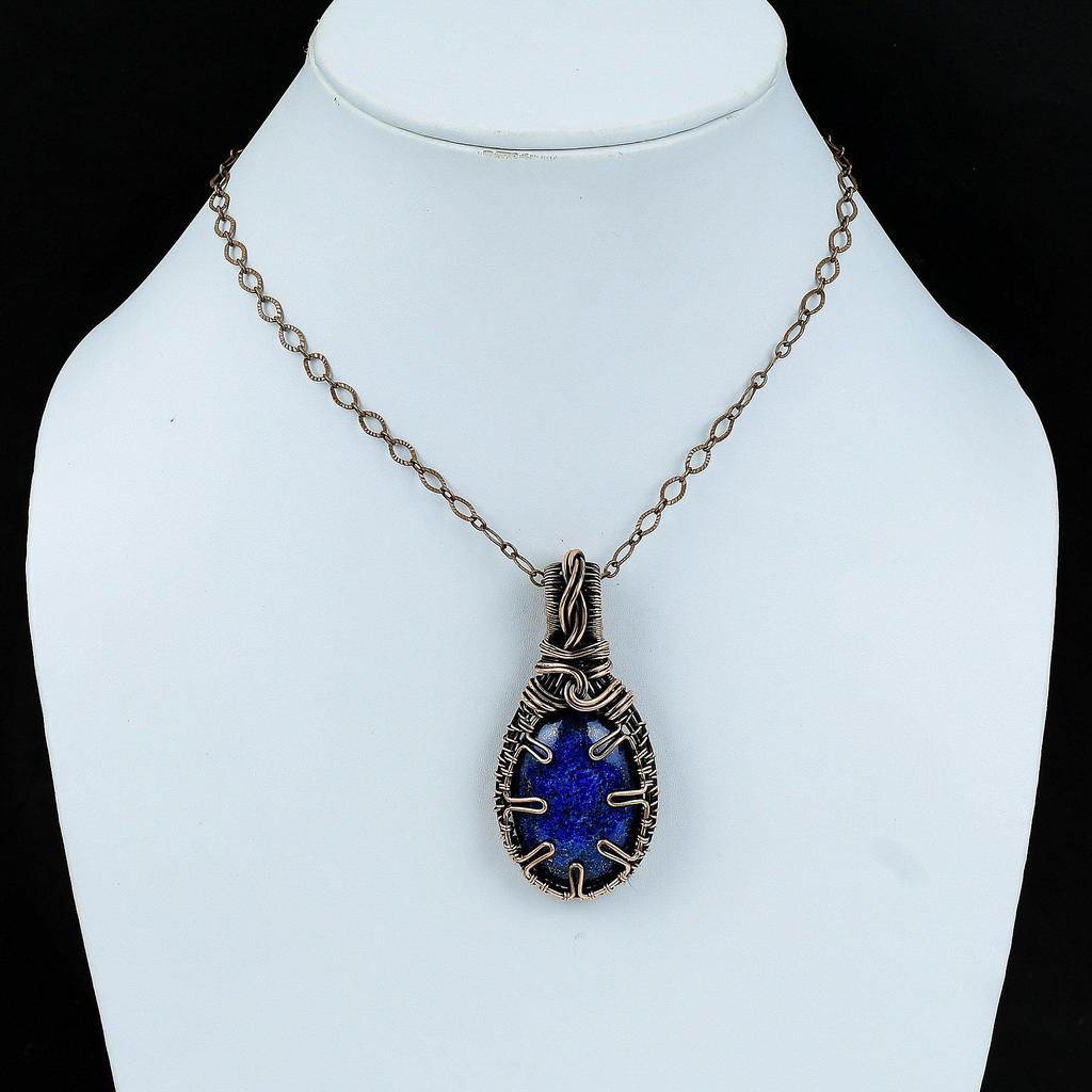 Lapis Lazuli Pendant Copper Wire Wrapped Pendant Lapis Lazuli Copper Jewelry Unique Pendant Handmade Jewelry Gift For Mom Gemstone Pendant