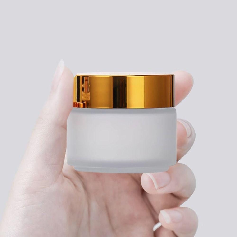 Silver/Gold/Black/White Face Cream Bottles 5-50g Makeup Jar Frosted Glass Cream Jar  Travel