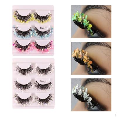 6 párů 3D barevných třpytivých svítících umělých řas pro svatební párty