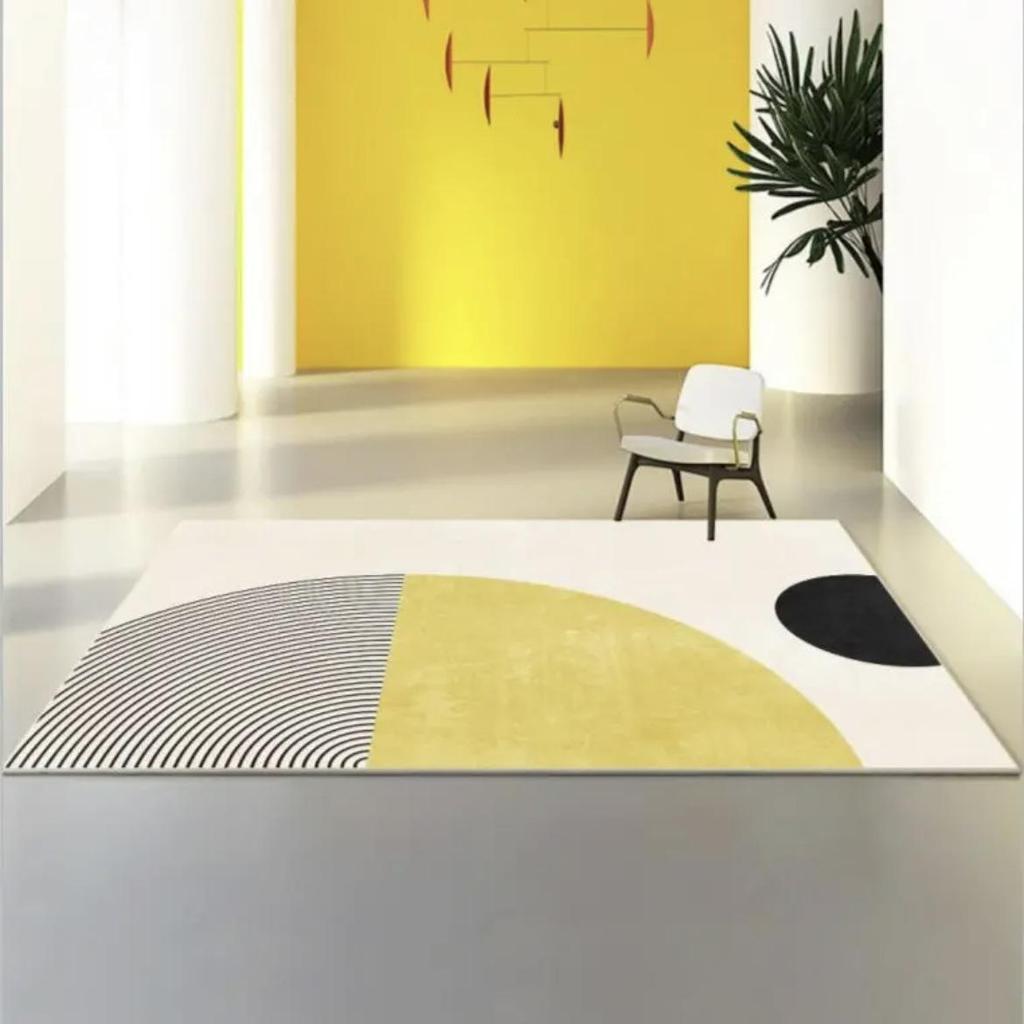 Line Light Luxury Wabi-Sabi Imitation Cashmere Non-Slip Carpet for Living Room, Bedroom, and Porch