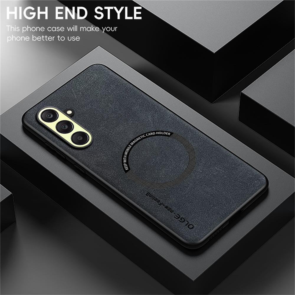 WANLONFENG YBP Series For Samsung Galaxy A26 5G Magnetic Case with Tempered Glass Film PU+TPU Phone Cover Large Cutout