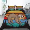 Floral Sloth Cartoon Cute Sloth Duvet Cover Flowers Sloth Animal Cover Kids Boys Girls Gifts Bedding Sets for Bedroom Decortion