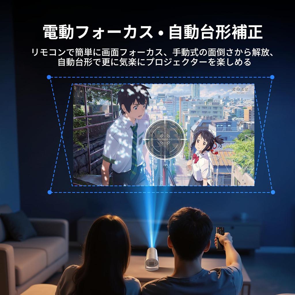 Tecaki Home Projector TV with Motorized Focus and Ceiling Automatic Keystone 4K 1080P Home Integrated Bluetooth 6 Wireless Large Compatible with DVD