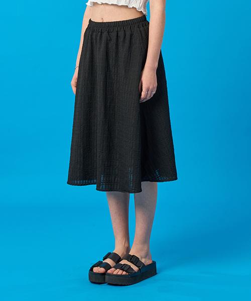 KOLEAT Women Summer Flare Marmont Pleated Midi Long Skirt [Black] Long Skirt Ver.