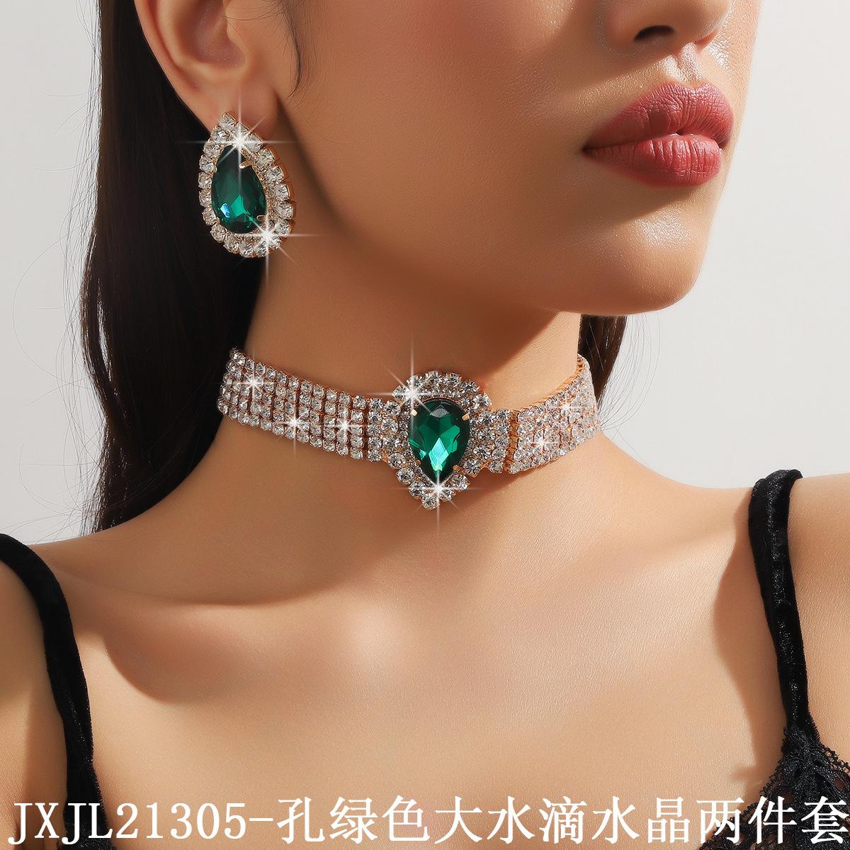 

Европейские и американские роскошные многослойные геометрические ожерелья-серьги, красочные ожерелья в форме капель воды, модные и преувеличенные ожерелья