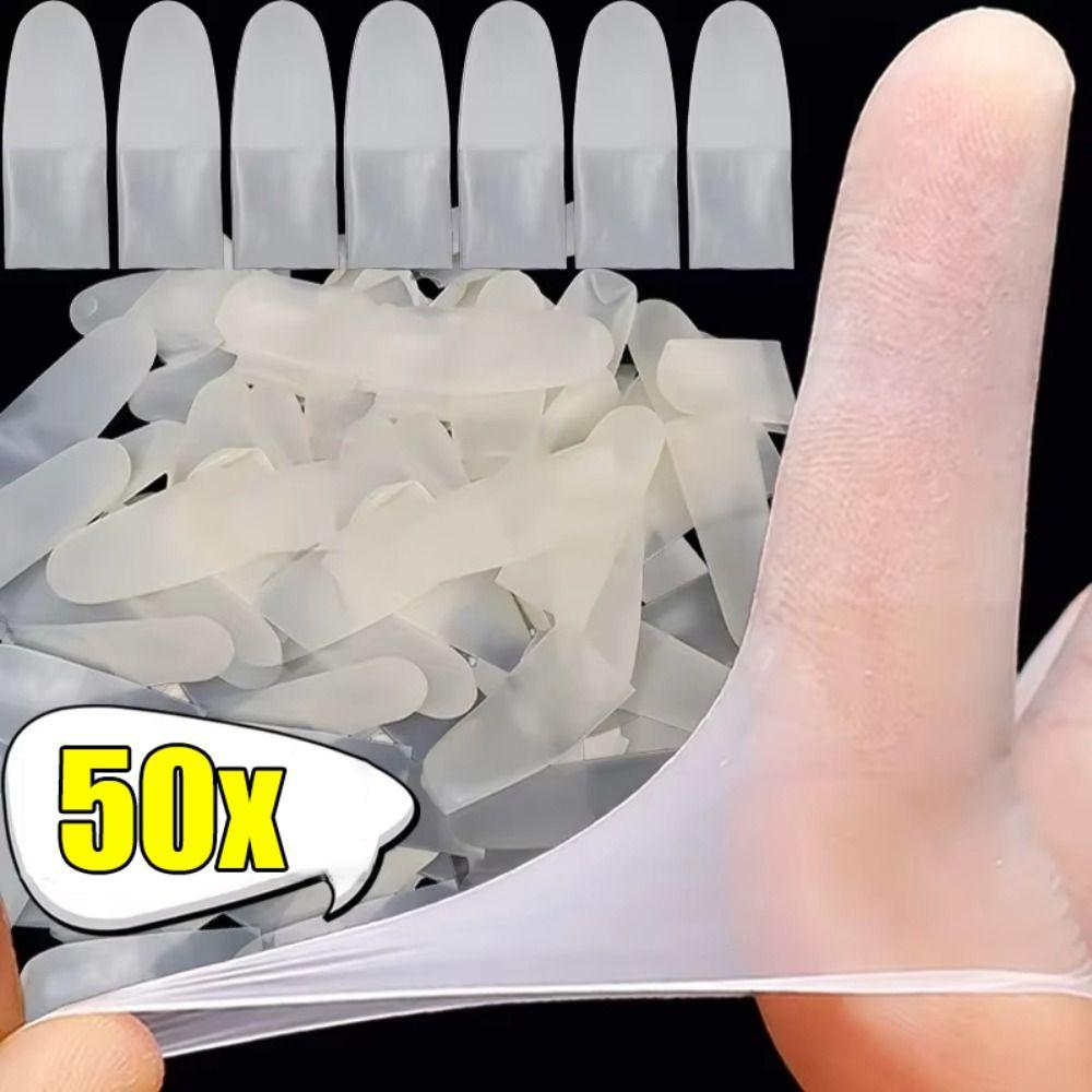 50Pcs Disposable Finger Sleeve Ultra Thin Non-slip Finger Protection Sleeve Frosted Fingertip Cover Nail Tools