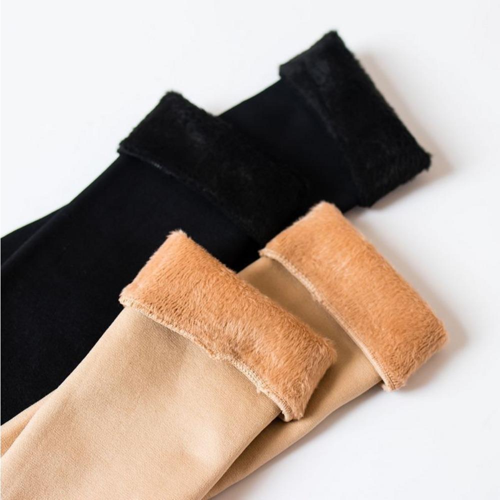 Autumn and Winter Fleece Thickened Warm Tube Socks Knee Calf Socks Black Skin Tone Stockings Thickened