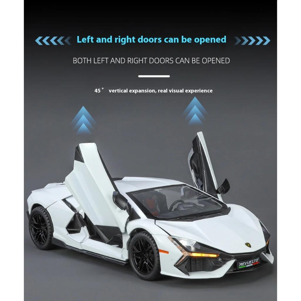 1/24 קנה מידה למבורגיני רוולטו גרסת מכונית רחוב מכונית ספורט סגסוגת מתכת דגם מכונית יצוקה צליל ואור צעצועי ילדים לבנים מתנות