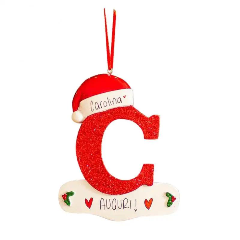Christmas Tree Decoration Letter Pendant 26 Letters Home Holiday Wooden Pendant Xmas New Year Decor Ornament Customizable