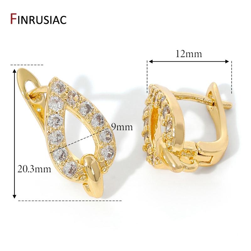 

18K Gold Plated Brass Shvenzy Earwires Fasteners,Earring Fixtures,Inlaid Zircon Earring Hooks For DIY Earring Making Supplies 1 pair
