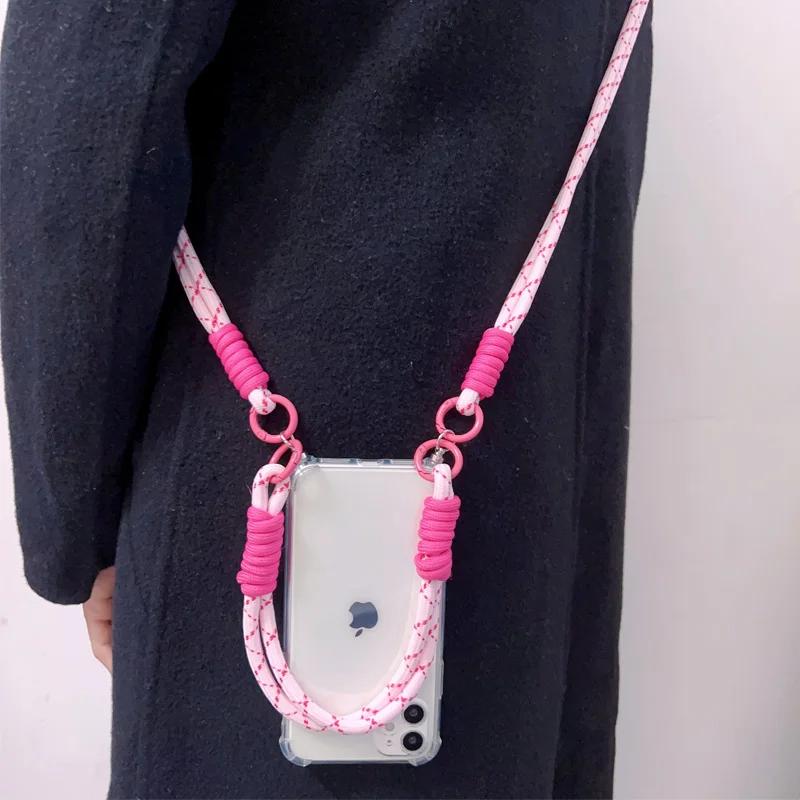 Crossbody Necklace Lanyard Transparent Phone Case for Iphone 15 14 13 11 12 Pro Max MiNi XR X XS 7 8 Plus SE 2020 Soft Cover