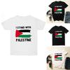 Free Palestine Men's Short Sleeve T-shirt With Round Neck Trendy Cartoon Print Polyester Fiber Teenage Style